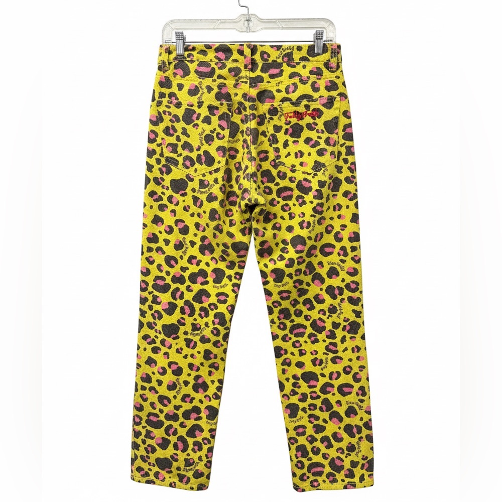 Teddy Fresh x Trixie Mattel Yellow-Green Leopard Print 100% Cotton Denim Pant - Picture 2 of 7